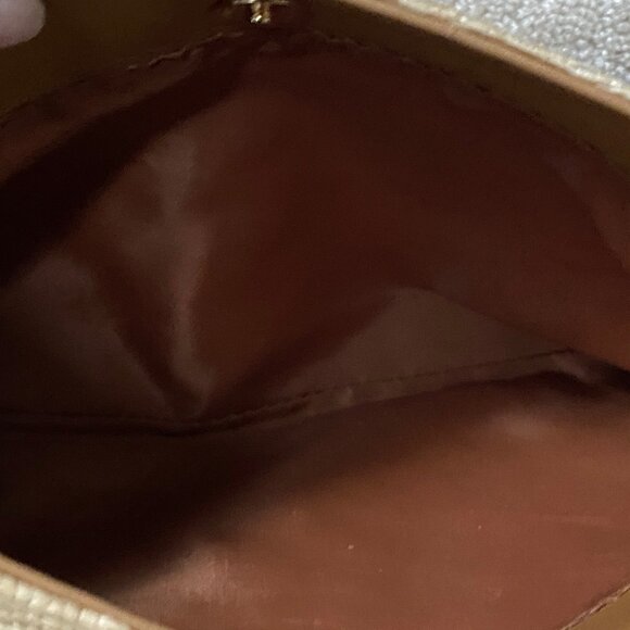 Liz Claiborne Vintge Woven Cream and Tan Leather Tote Bag - Picture 9 of 12